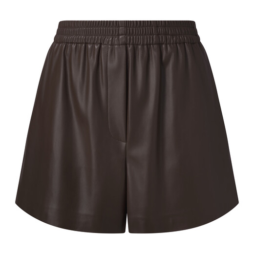 Gloria PU leather shorts for women 2025 new autumn and winter popular wear high waist pants for small people 1ECC1A450 90Y dark brown S