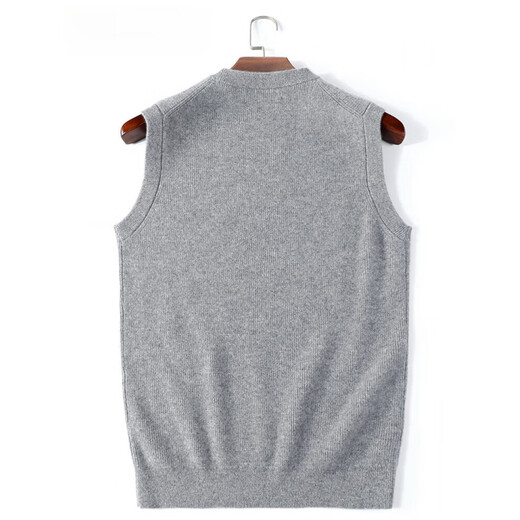 Ordo City cashmere sweater men's vest round neck youth middle-aged business vest sweater casual cardigan men white gray M 165 (suitable for 105 Jin [Jin equals 0.5 kg]-120 Jin [Jin equals 0.5 kg])