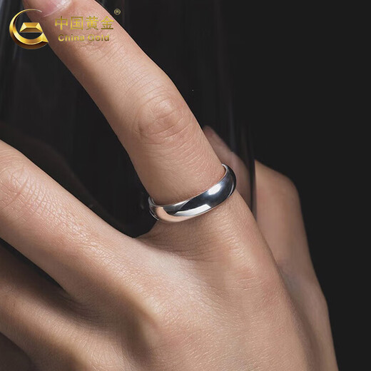 CHINA GOLD self-disciplined pure silver men's ring men's niche tail ring single Valentine's Day birthday gift for girlfriend and wife 925 silver classic plain ring (light version) brand gift box