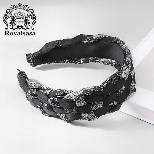 Royal sasa Royal salsa retro braided high skull headband wide edge high-end pressure-sensitive hair headband pastoral knitted headwear