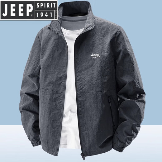 JEEP SPIRIT Jeep Men's Jacket Spring and Autumn New Sports Jacket Stand Collar Dad Casual Versatile Men's Middle-aged Top New Jacket-Dark Gray One-sided Wear XL 125-140Jin Jin is equal to 0.5 kg JEEP SPIRIT Jeep Men's Jacket Spring and Autumn New Sports Jacket Stand Collar Dad Casual Versatile Men's Middle-aged Top New Jacket-Dark Gray One-sided Wear XL 125-140Jin Jin is equal to 0.5 kg