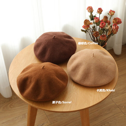 Woodpecker (TUCANO) high quality/Australian wool beret not easy to pilling Korean version solid color retro painter hat for girls/good fit milk white M (54-57cm)