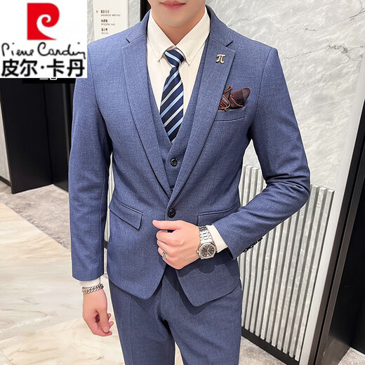 Pierre Cardin high-end suit men's 2025 new wedding dress fashion business professional formal suit three-piece suit apricot three-piece suit 5XL