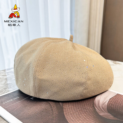 Scarecrow (MEXICAN) Fashion Beret 2025 New Soft British Vintage Versatile Face Showing Small Literary Pumpkin Hat Beige One Size