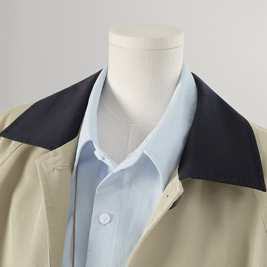 She Pool Contrast Color Lapel Mid-Length Windbreaker Women's 2025 Autumn New Retro Commuting Drop Shoulder Sleeve Jacket