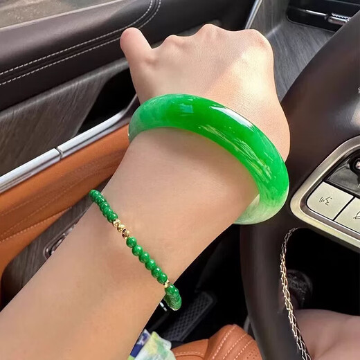 FALRIA Burmese jadeite bracelet genuine half mountain half water yang green jade bracelet ice type light green floating flower high ice jadeite bracelet 59mm