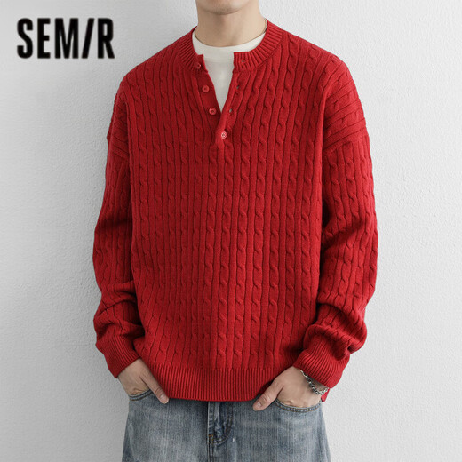 Semir Semir solid color round neck buckle young men's sweater long-sleeved pullover can be worn outside the sweater autumn and winter style to keep warm 2565 rice white 2XL 135-150Jin Jin is equal to about 0.5 kg