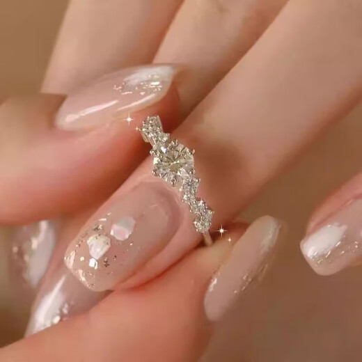 I Do platinum PT950 diamond ring Xingmeng 1 carat diamond proposal wedding engagement ring as a birthday gift for girlfriend and wife Xingmeng-50 points diamond opening adjustable