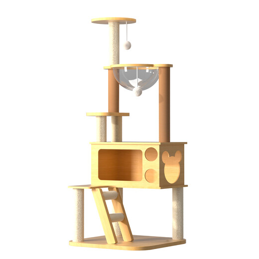 Bei Chuzhong Cat Climbing Frame Large Cat Tree Cat Nest Integrated Do Not Take Up Sky Pillar Non-Solid Wood Climbing Frame Play Sleeping Cat House Toy Dream Meow Fairy Castle Single Warehouse Single Nest 138cm Five-story Luxury Space Capsule