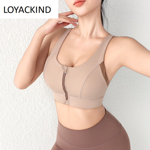 LOYACKIND Pilates Sports Bra Women's Shockproof All-in-One Top Front Zipper Fitness Bra Running Shock Absorbing Yoga Vest Black Upgraded 2.0 Integrated Latex Coaster M