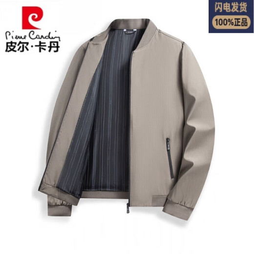 La nouvelle veste à col de baseball de Pierre Cardin pour le printemps et l'automne 2025 veste à vent polyvalente décontractée pour hommes d'âge moyen YC2401 Kaki M 17080jin [Jin est égal à 0,5 kg] à 100jin [Jin est égal à 0,5 kg]