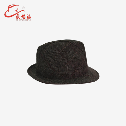 Sheng Xifu Hat Men's Autumn and Winter Casual Fashion Classic Woolen Gentleman Hat Top Hat Dark Gray S(56-57CM)