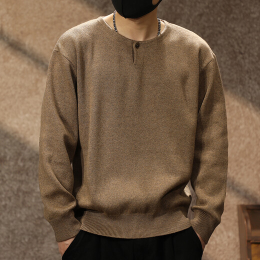 Ten Cranes American retro high-end Henry collar sweater men's autumn and winter trendy loose casual warm bottoming sweater Huaka (520g heavy knitted sweater) 2XL (160-180Jin Jin is equal to 0.5kg)