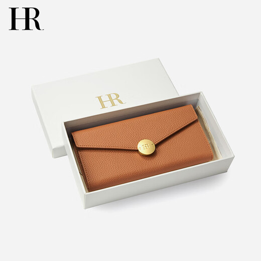 HR Helena women's bag wallet women's long genuine leather light luxury cowhide wallet fashion women's clutch gift box brown