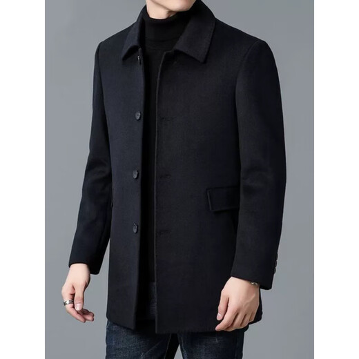 Su Lai Hangzhou Italian French men's windbreaker dad mid-length thickened double-sided woolen top winter lapel woolen jacket gray M recommended 90-110Jin Jin equals 0.5 kg