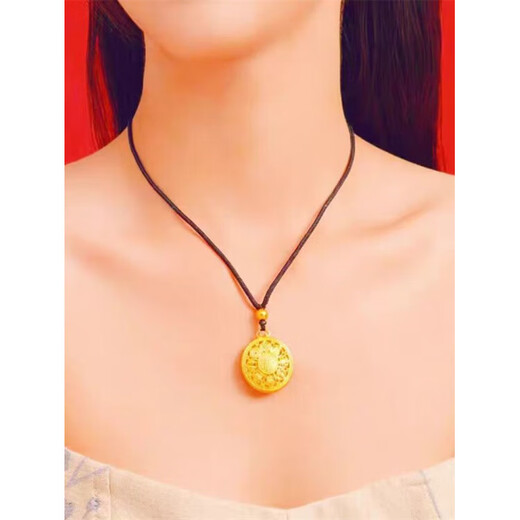 Lianshi quality 18k gold Eight Treasures Compass Pendant New 18K Gold Women's Necklace Ancient Method Inherited Alloy Fu Brand Braided Rope Eight Treasures Compass Pendant + Classic Black Rope