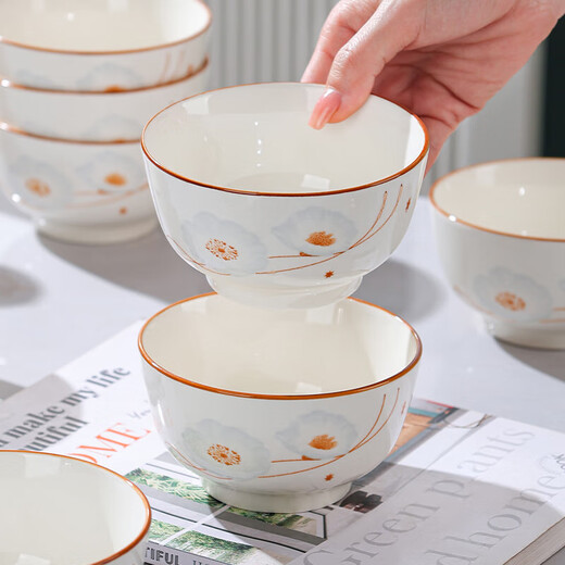 Ceramic bowl for household festive housewarming, dishes, tableware set, Suijinghao rice bowl, Suijinghao 3 bowls