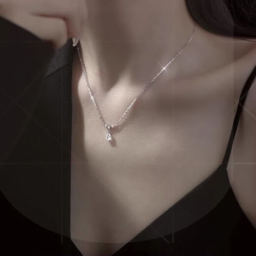 PT950 platinum necklace women's new high-end platinum diamond ins clavicle chain 520 birthday gift for girlfriend 1.0g water drop diamond necklace