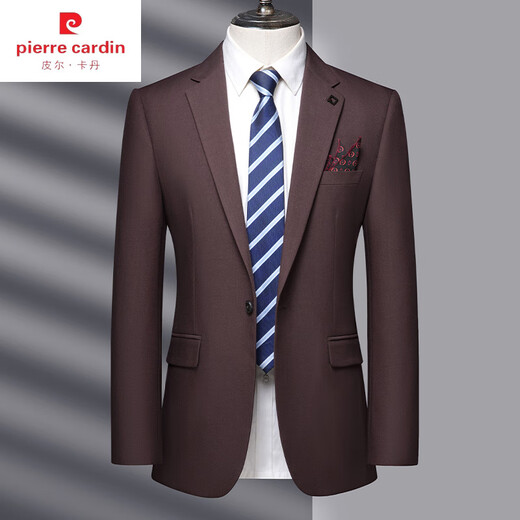 Pierre Cardin suit men's business party business slim work professional formal dress groom wedding suit jacket dark red M 170