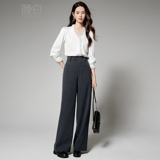 Late White New Product 2025 Autumn Style Elegant Shirt Fashion Lace Collar V-Neck Commuting Shirt Women White L