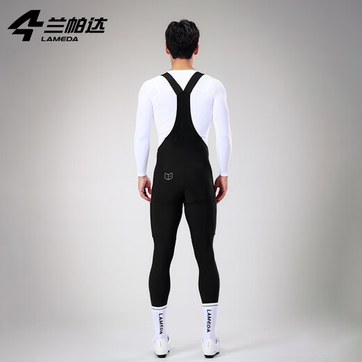 Lampada 5~10 Autumn and Winter Cycling Suit Men's Windproof Fleece Long Sleeve Cycling Suit Road Cycling Jacket Tsukino Silent Top + Arrow Feather Double Arrow Bib Trousers Black L (60-70kg)