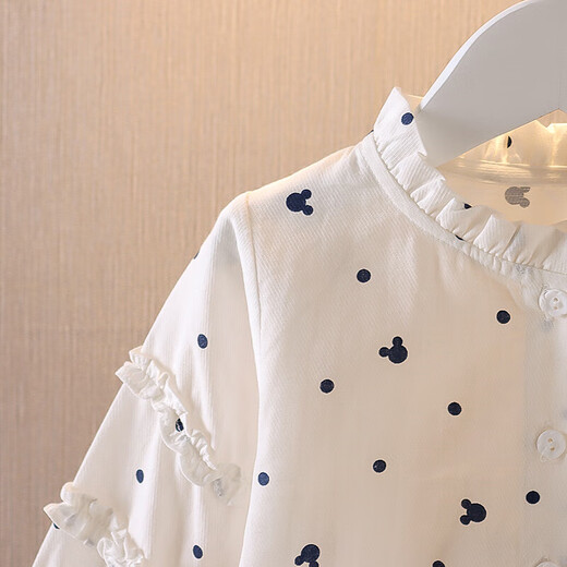 Cotton Era Cotton Era Girls' Shirt Long Sleeve Top 2025 New Printed Baby Girl Autumn Clothes Children's Shirt Width White 110 cm