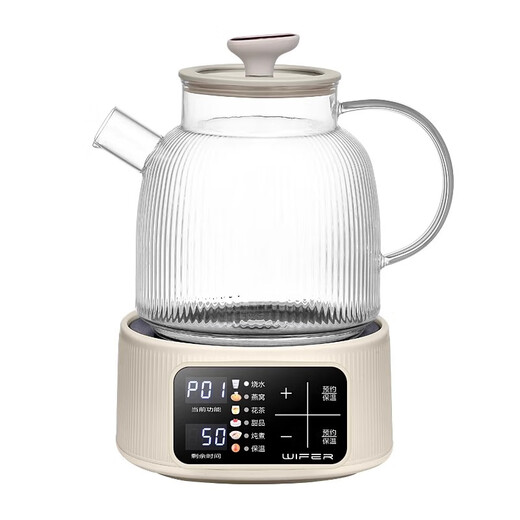 SUBOAER Subo health pot household new flower teapot tea kettle all-glass kettle office insulation tea kettle stew pot all-in-one Mid-Autumn Festival and National Day gift for friends 1.5L single pot + tea drain