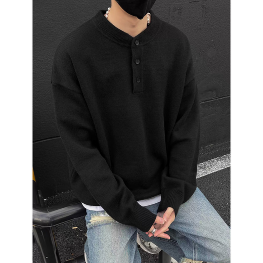 Yiran's new sweater for men in autumn, American Henry, lazy style, cleanfit, fashionable bottoming top for men, light gray XL, recommended 115-140Jin Jin is equal to 0.5 kg