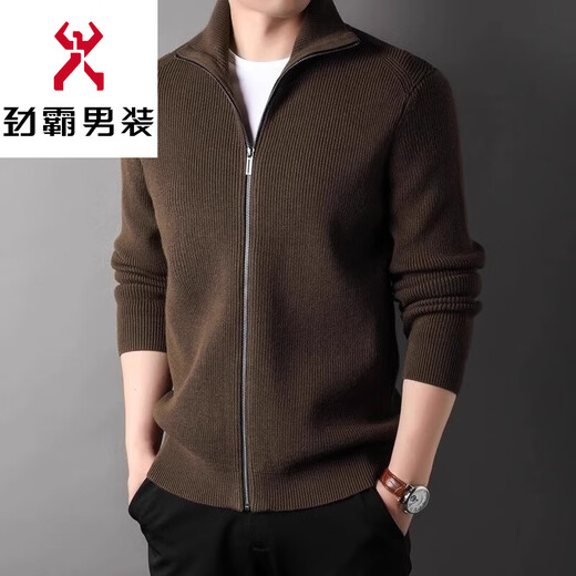 KBXNG Jinba wool knitted cardigan men's autumn and winter new Korean style lapel high-end casual zipper sweater jacket for men black XL 121-140Jin Jin is equal to 0.5 kg
