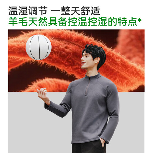 Made in Tokyo 25 autumn and winter men's merino wool plus fleece T-shirt warm, sweat-absorbent and deodorizing sports long-sleeved black XL