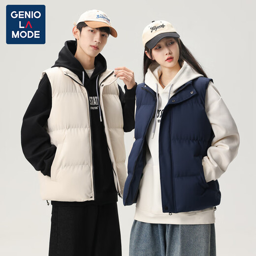 GENIOLAMODE品牌马甲男秋冬季外套男纯色立领坎肩保暖背心休闲棉服外套