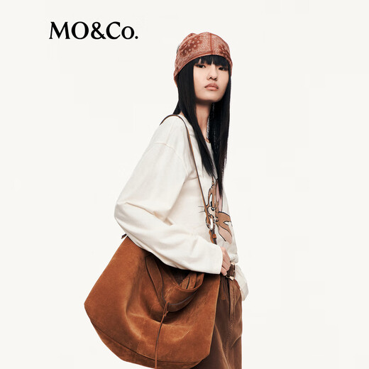 MO&Co. long-sleeved T-shirt 2025 autumn new cat and mouse joint series cotton mottled print MBE3TEET03 off-white L /170