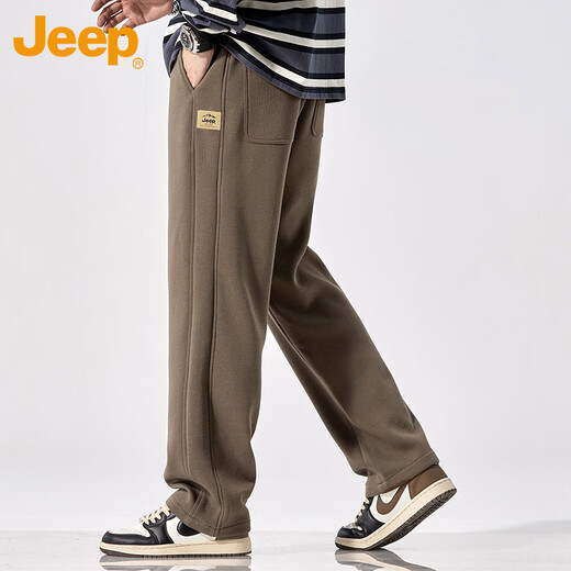 Jeep (JEEP) pants men's sweatpants autumn and winter wide-leg casual pants loose straight sports pants men's Khaki XL