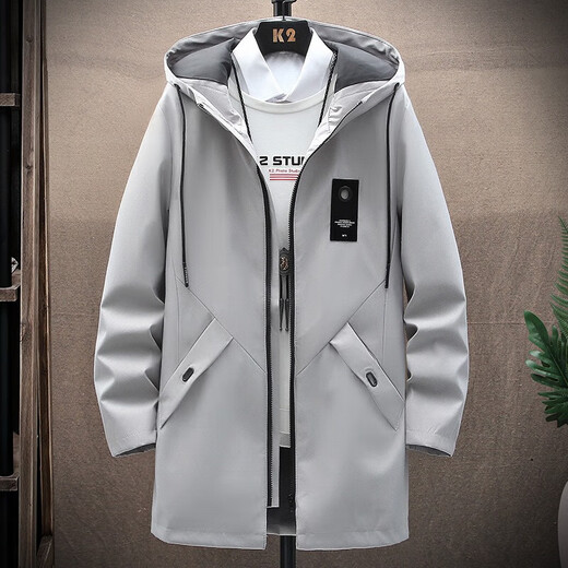 2025 Autumn and Winter New Men's Jacket Casual Loose Mid-Length Windbreaker Handsome Trendy Velvet Thickened Cotton Jacket Khaki Velvet Thickened 4XL