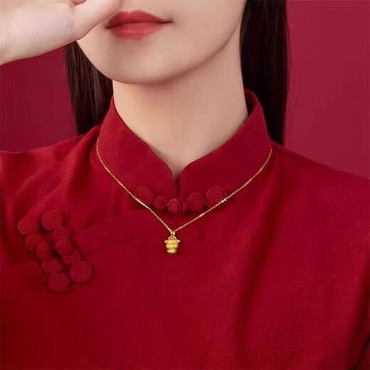 Di is au999 gold zodiac necklace 999 gold pendant imitation pure gold zodiac sign for girlfriend gift gold zodiac horse 0.7g + 18K gold necklace +