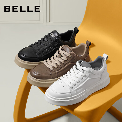 Belle men's shoes thick sole heightening retro white shoes 25 autumn new sports and leisure sneakers A2259CM5 black single 41
