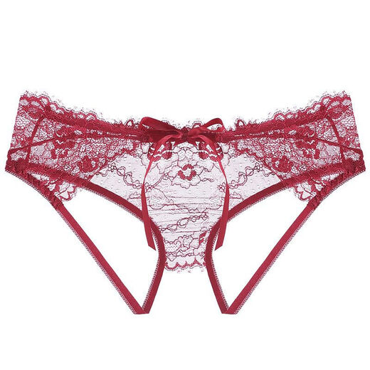 Lace Panties Feminine Ultra-Thin Low-Waist Hollow Briefs Thong A Style Red One Size