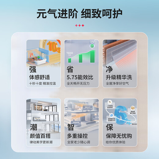 Haier Smart Home produces Commander Central Air Conditioning, one to three, one to four duct machines, four hp embedded 4P multi-connection, full DC frequency conversion, first-level energy efficiency, household power-saving package installation, 4 hp, first-level energy efficiency, one to two, one room and one living room 60