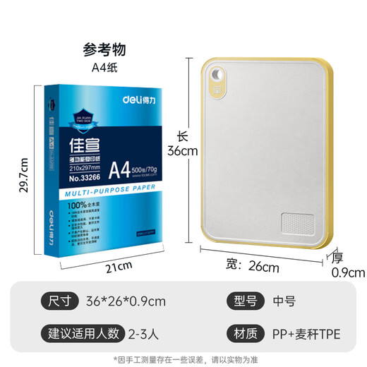 炊大皇菜板砧板切案板家用婴儿辅食水果板小麦秸秆菜板36*26cm（黄色）