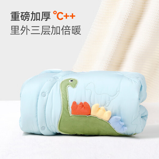 Yishuang'er baby clothes, autumn and winter onesies, men's and women's baby quilted coats, bodysuits, winter suits, outdoor cotton clothes, green dinosaur 73cm