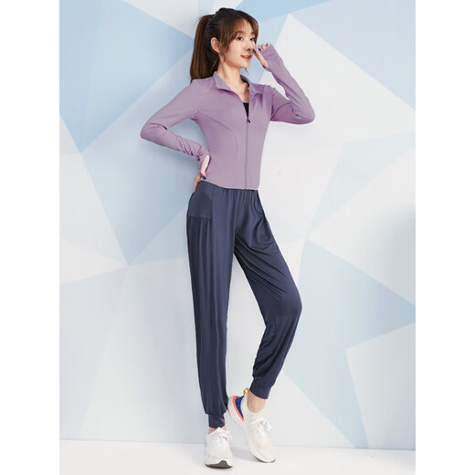 Vanstic Yoga Suit New Sports Sports Loose Fairney Suit de fitness Professionnel Tempérament de mode haut de gamme Spring et automne Suit de course d'automne léger Purple + Gris Blue Three-Pice Set TC11976 S