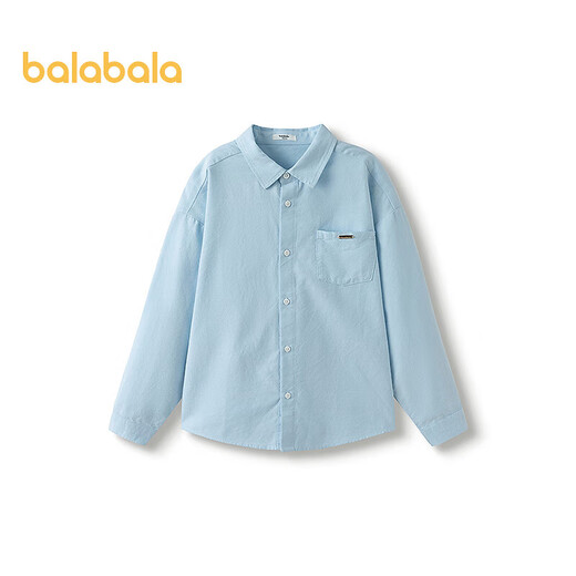Balabala children's clothing children's boys long-sleeved shirt pure cotton children's top spring college fashion versatile shirt blue tone 00488 100