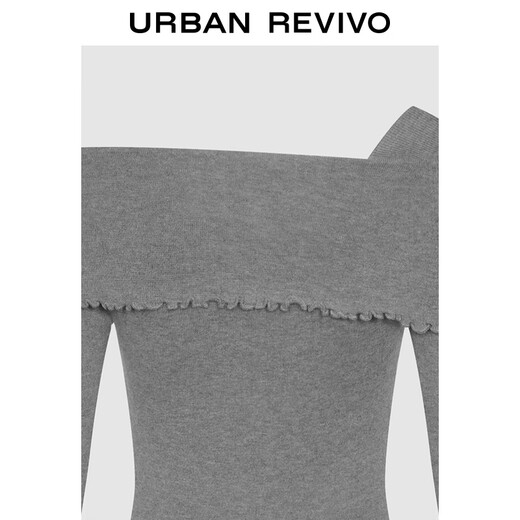 UR HOT 2025 new autumn women's irregular one-line collar short sweater UYV950086