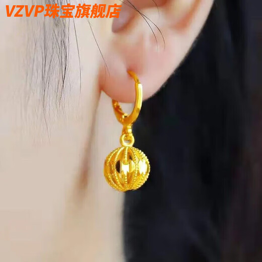 VZVP old phoenix heart-shaped gold earrings for women, transfer bead gold earrings and earrings, versatile for Valentine's Day, peach heart earrings of the same style as Fat Donglai
