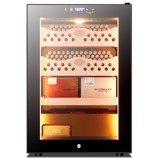 He Jiagong 50C1 intelligent temperature and humidity control cigar cabinet cedar wood mini small home embedded wine cabinet 50C1 black cigar red wine + temperature and humidity control + cedar wood cigar blue + core