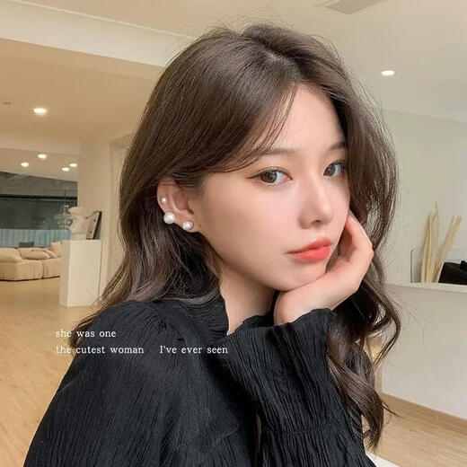 Lanshu (LANSHU) non-pierced artificial pearl ear clips for women, magnetic suction, punch-free clips, painless, small fake earrings for round faces, revealing face, earrings, earrings, pearl magnetic suction ear clips 8mm