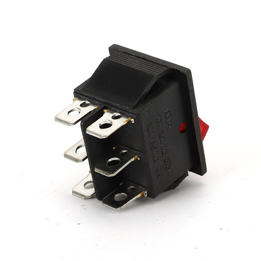 Tianshili KCD4 boat-shaped industrial switch 4-pin with light small rocker power push switch industrial equipment switch KCD4-4-pin with light red cover (5 pieces)