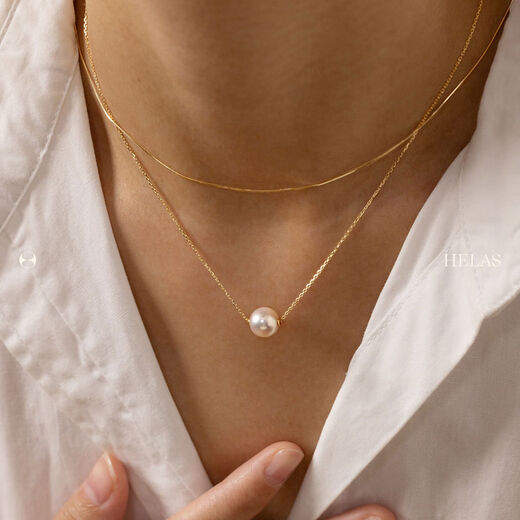 Hera Akoya seawater pearl necklace for women Passepartout 18K gold pendant necklace pearl for women 18K color 8 points 5-9mm 45cm classic and not picky