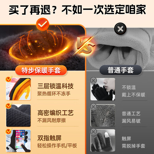 XTEP Cycling Gloves Winter Warm Plus Velvet Men's and Women's Windproof Electric Bicycle Knitted Touch Screen Leather Ski Antifreeze