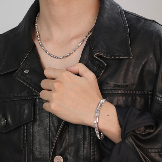 Saphire platinum necklace for men PT950 platinum carving olive fashionable and elegant platinum necklace as a birthday gift for boyfriend, about 20.65 grams, about 50cm